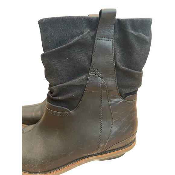 Merrell Adaline Black Canvas Leather Mid Calf Slouch Boots Size 7.5 - Picture 2 of 8